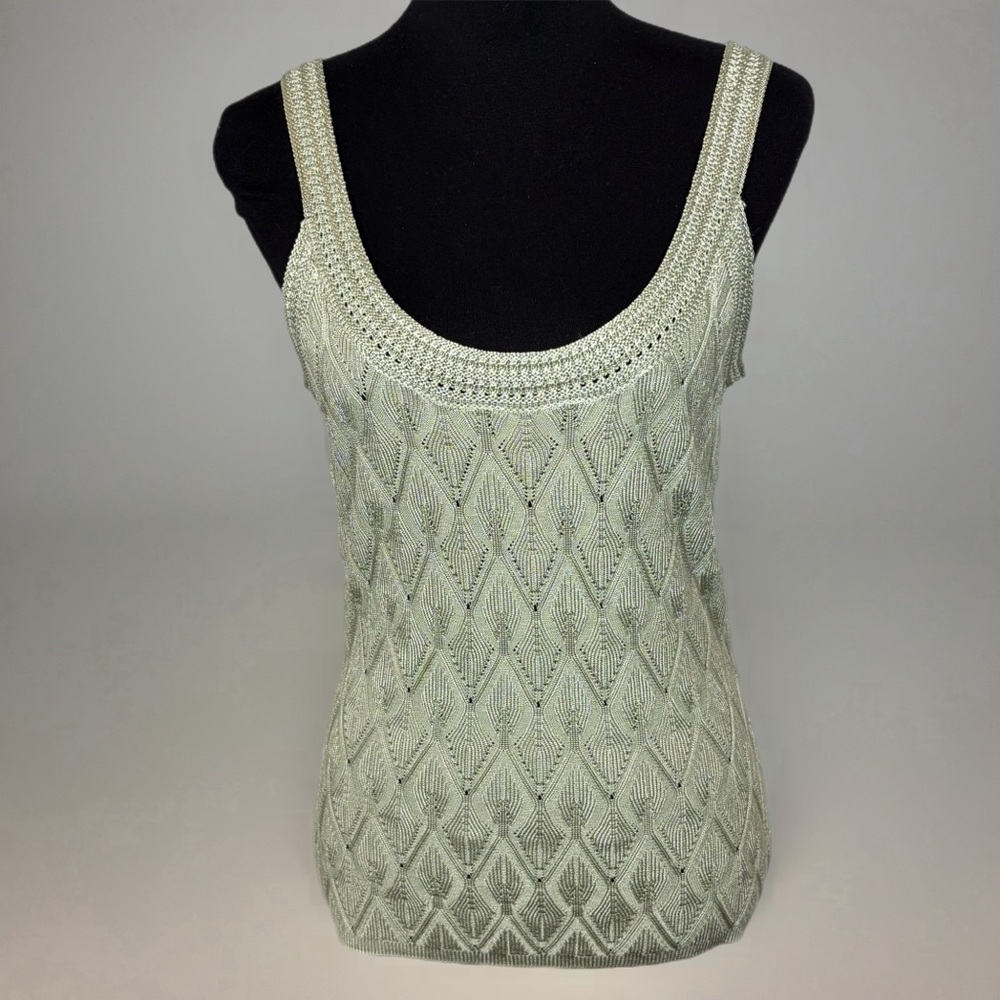 White House Black Market Sage Green Knit Tank Top Size S